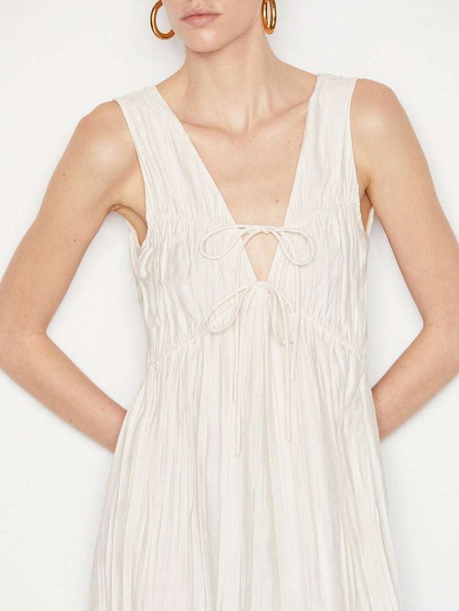 Women * | Budget Frame-Denim Cinched Crinkle Dress — Off White