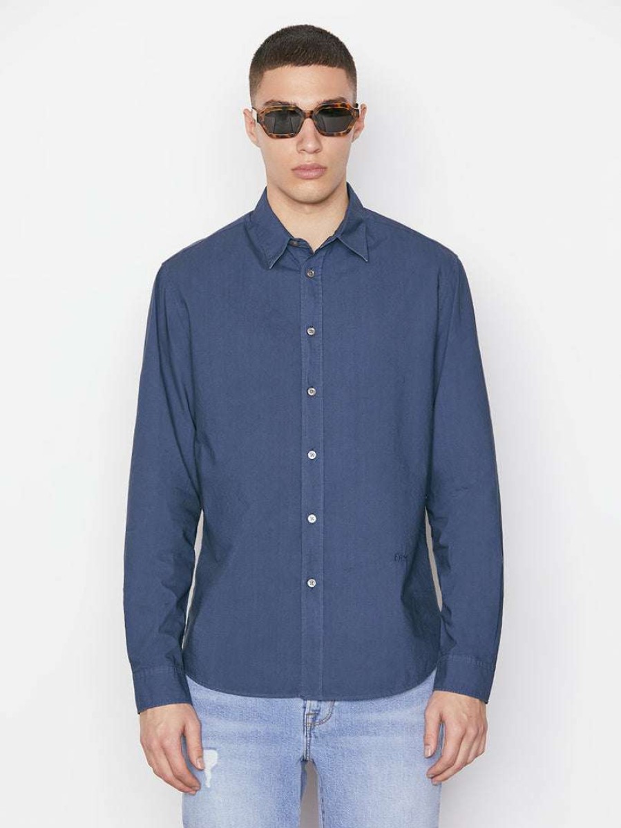 Men * | Budget Frame-Denim Classic Poplin Shirt — Men Navy