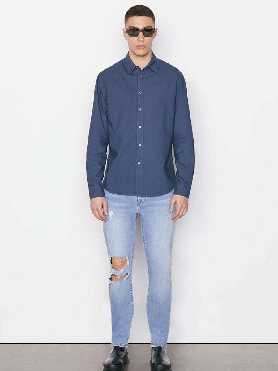 Men * | Budget Frame-Denim Classic Poplin Shirt — Men Navy