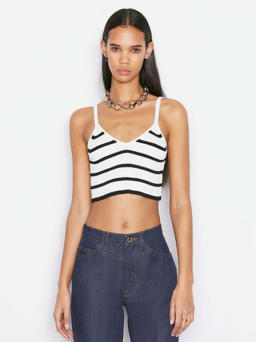 Women * | Discount Frame-Denim Rib Bralette — Women Off White Multi