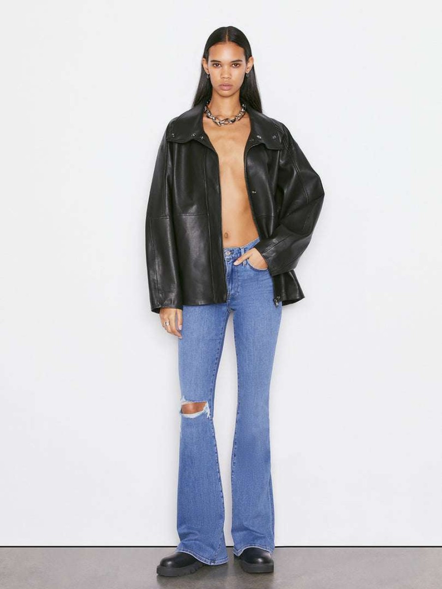 Women * | Hot Sale Frame-Denim Le High Flare — Women Sunfaded Rips