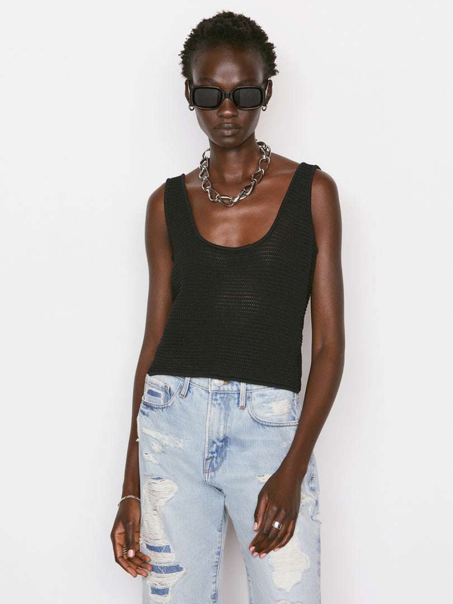 Women * | Wholesale Frame-Denim Crochet Tank — Women Noir