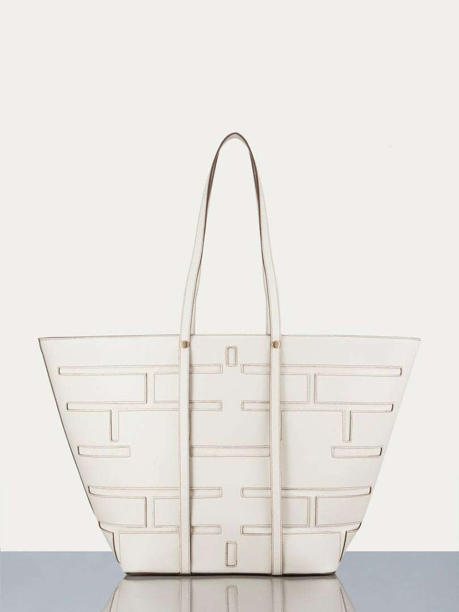 Women * | Flash Sale Frame-Denim Plaque Cut Out Tote — Off White