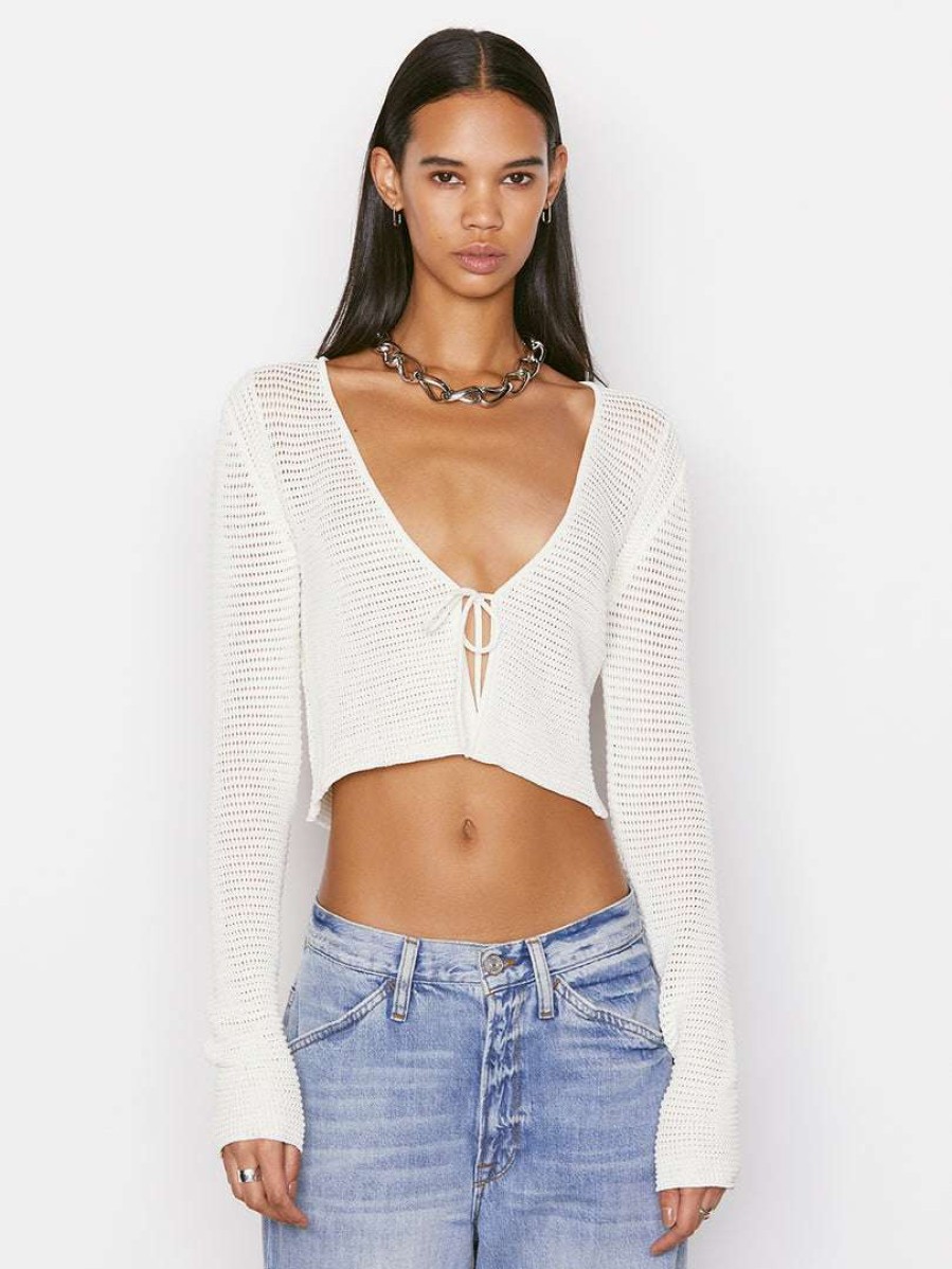 Women * | Best Deal Frame-Denim Crochet Tie Top — Off White