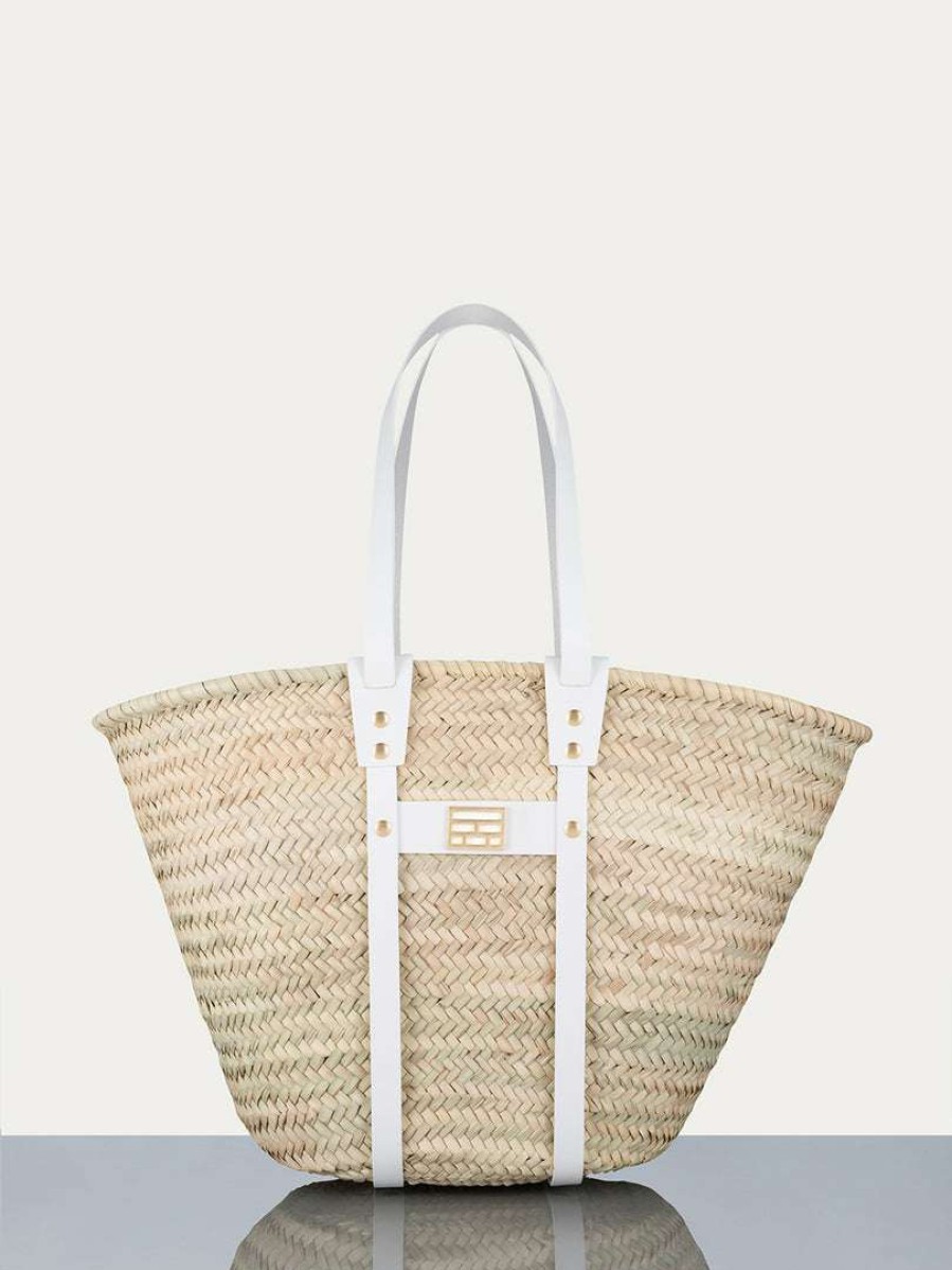 Women * | Best Pirce Frame-Denim Women Straw Tote — Off White