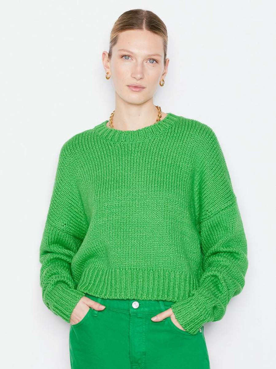 Women * | Best Sale Frame-Denim Oversized Crop Sweater — Women Grass Green