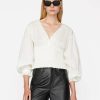 Women * | Top 10 Frame-Denim V-Neck Smocked Top — Women Off White