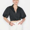 Women * | Discount Frame-Denim Voluminous Twist Top — Noir