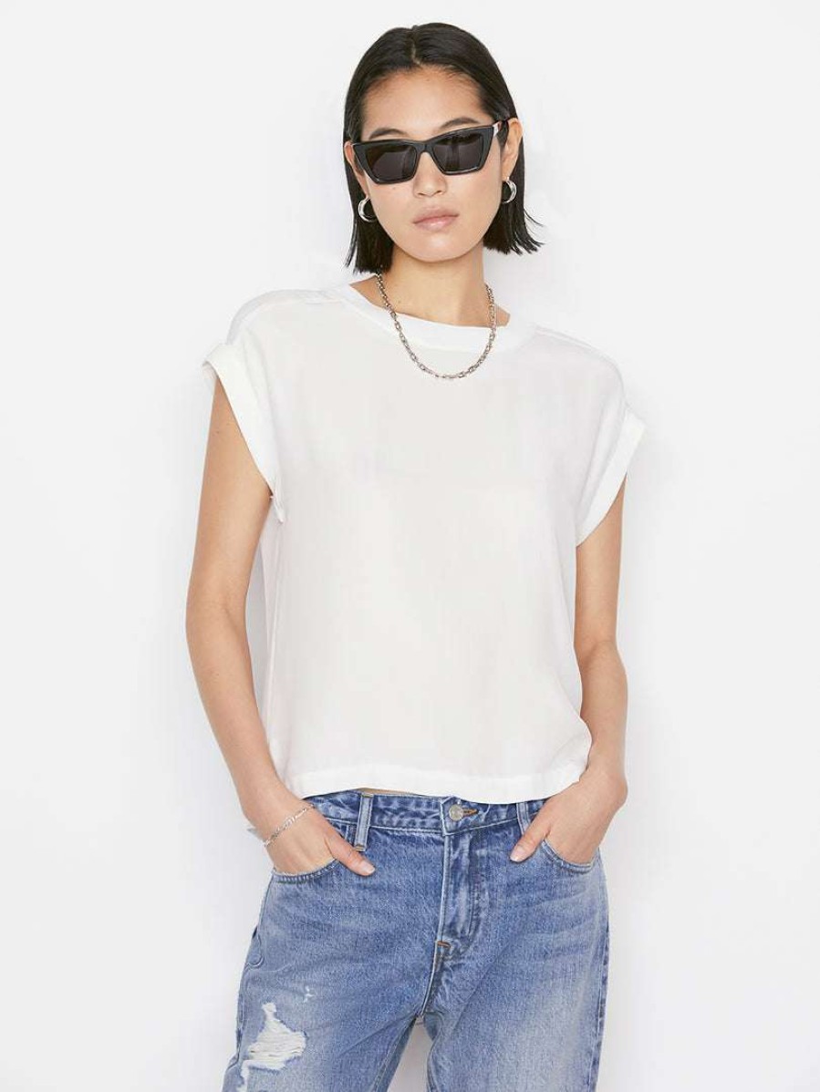 Women * | Promo Frame-Denim Washable Silk Oversized Tee — Women Off White