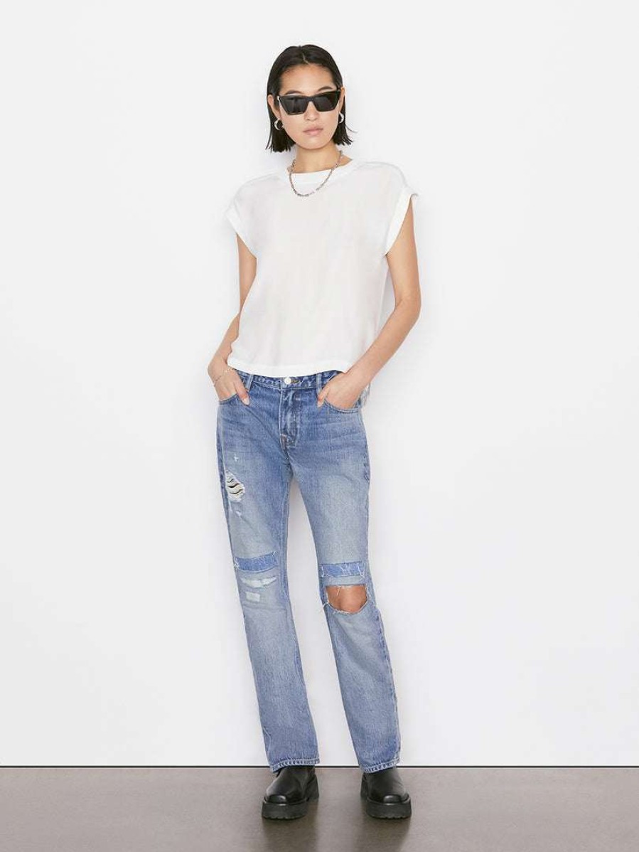 Women * | Promo Frame-Denim Washable Silk Oversized Tee — Women Off White