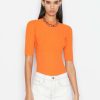 Women * | Best Reviews Of Frame-Denim Mixed Rib Sweater — Clothing Orange Crush