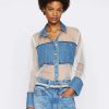 Women * | Wholesale Frame-Denim Atelier Sheer Insert Shirt — Women Azul