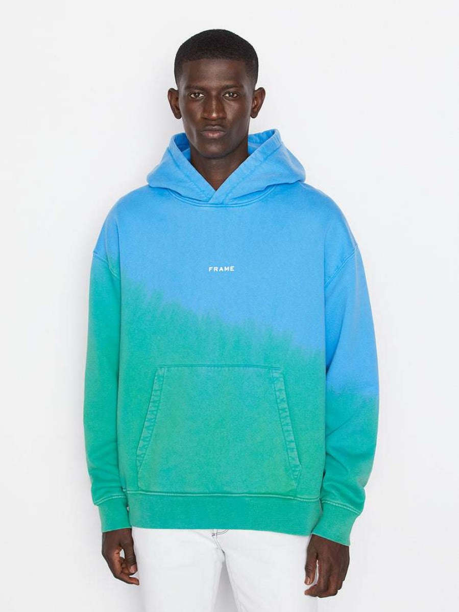 Men * | Best Sale Frame-Denim Frame Tiedye Hoodie Sweatshirt — Le Blue / Pop Green