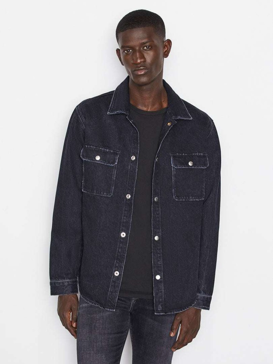 Men * | Best Reviews Of Frame-Denim Denim Shirt Jacket — Washed Noir Shred