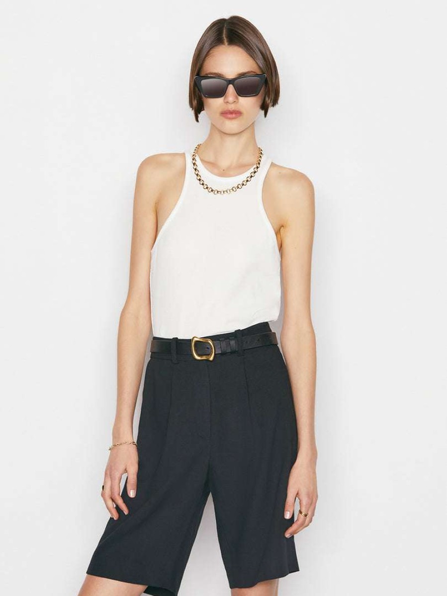 Women * | New Frame-Denim Ringer Tank — Blanc