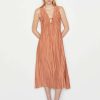 Women * | Discount Frame-Denim Cinched Crinkle Dress — Women Terracotta