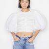 Women * | Best Reviews Of Frame-Denim Gathered Puff Sleeve Top — Women Blanc