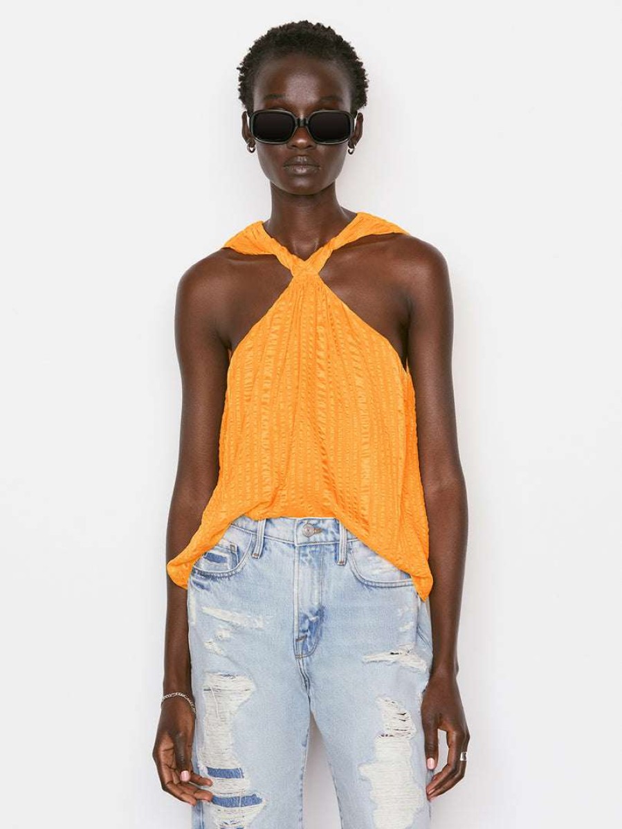 Women * | Flash Sale Frame-Denim Women Draped Halter Top — Kumquat