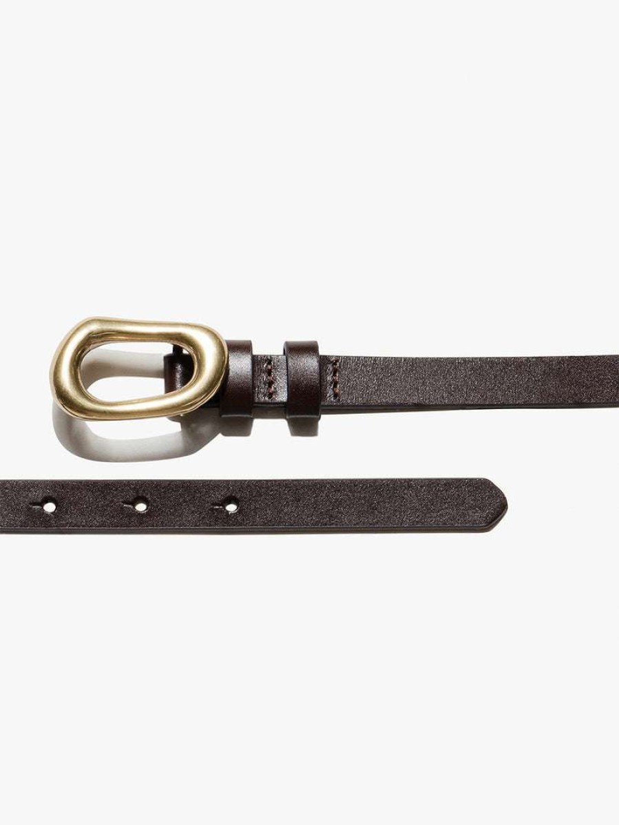 Women * | Best Pirce Frame-Denim Petit Organic Shape Belt — Dark Chocolate Women Dark Chocolate W/ Gld Hardware