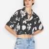 Women * | Top 10 Frame-Denim Women Cropped Twist Front Shirt — Faded Noir Multi