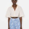 Women * | Wholesale Frame-Denim Cropped Twist Front Shirt — Women Flax