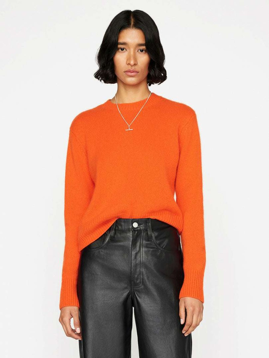 Women * | Best Deal Frame-Denim Clean Crewneck Sweater — Mandarin