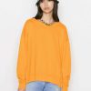 Women * | Cheapest Frame-Denim Women Side Slit Sweatshirt — Kumquat