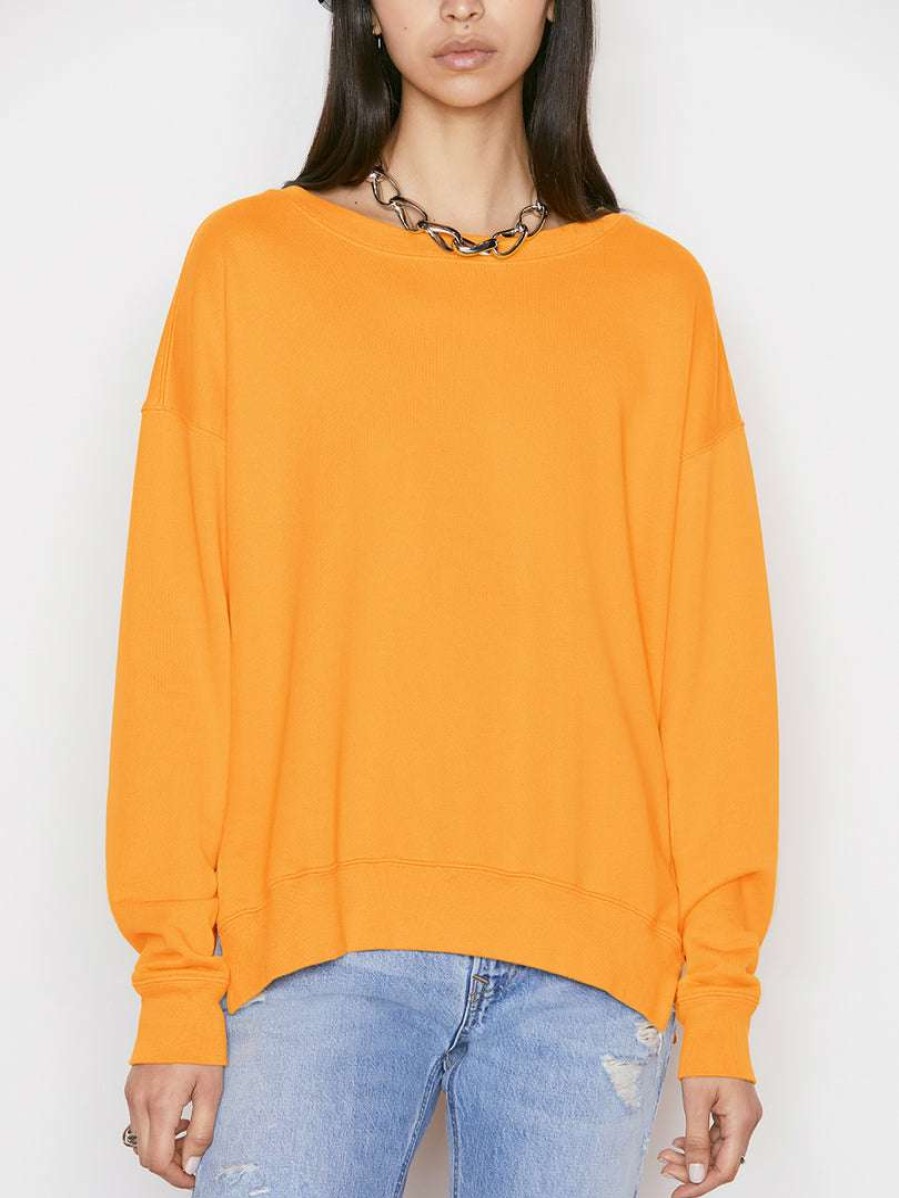 Women * | Cheapest Frame-Denim Women Side Slit Sweatshirt — Kumquat