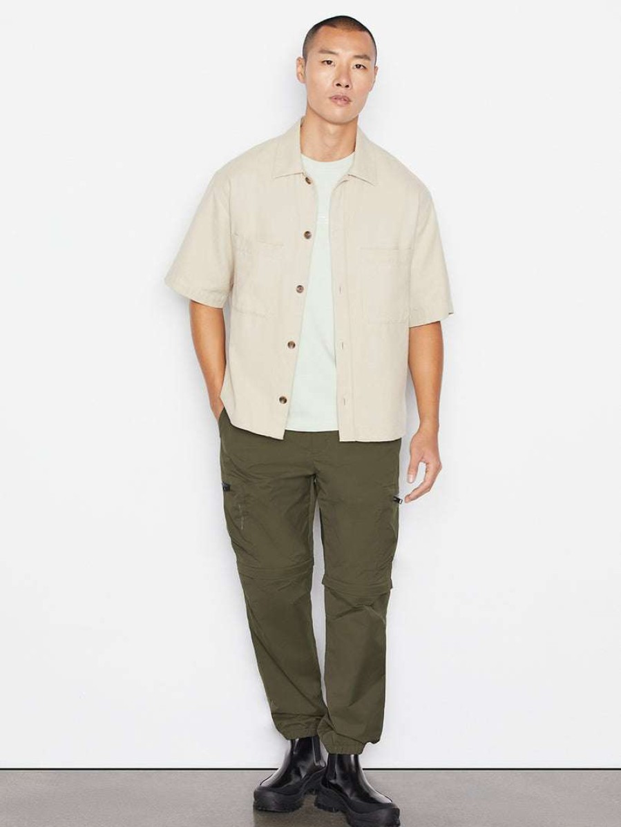 Men * | Coupon Frame-Denim Men Short Sleeve Woven Shirt — Milk Beige