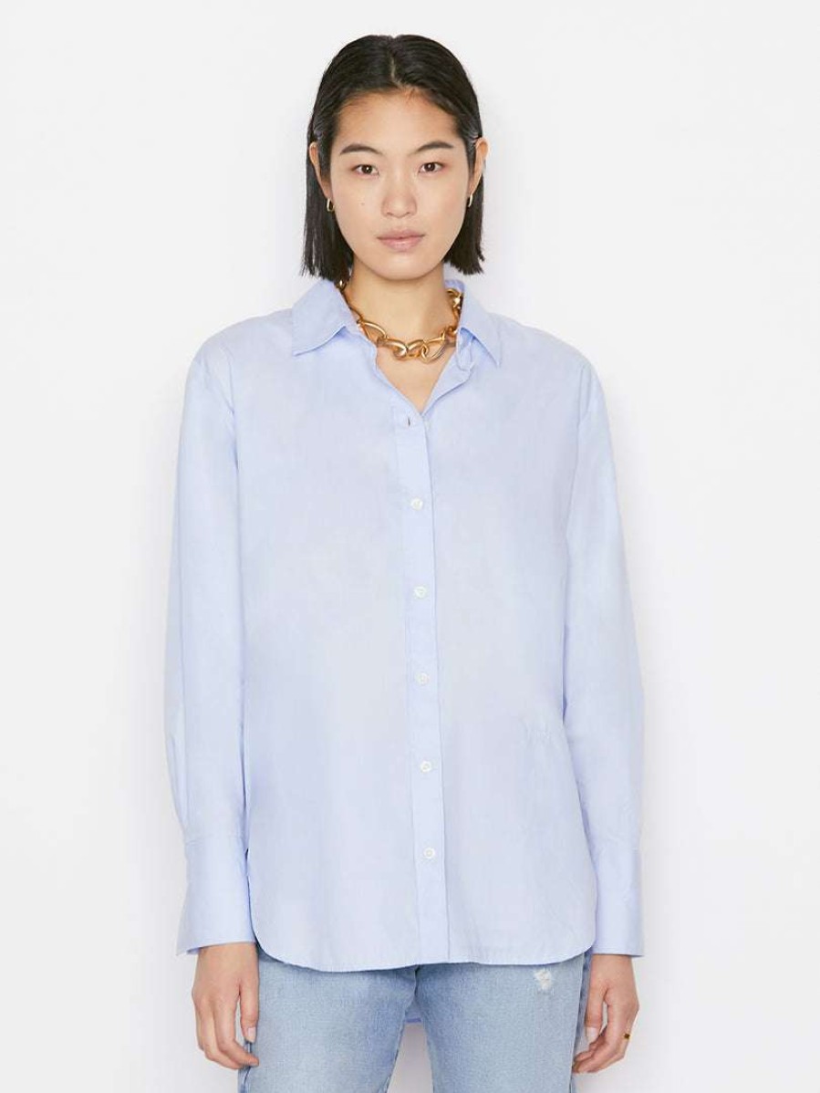 Women * | Buy Frame-Denim The Oversized Shirt — Women Oxford Blue