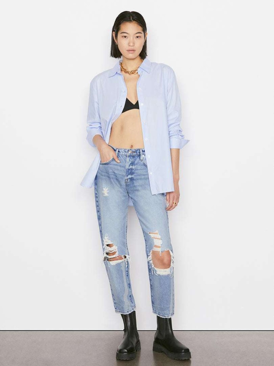 Women * | Buy Frame-Denim The Oversized Shirt — Women Oxford Blue