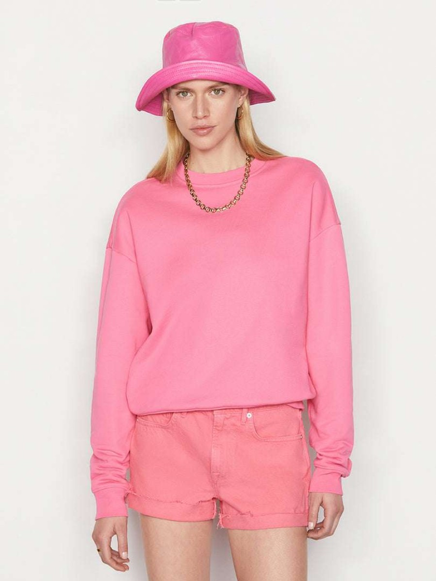 Women * | Outlet Frame-Denim Oversized Crew — Women Hot Pink