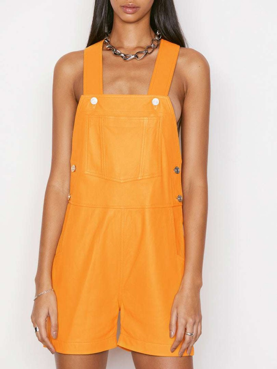 Women * | Wholesale Frame-Denim Women Leather Shortall — Kumquat