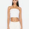 Women * | Outlet Frame-Denim Women Smocked Strapless Blouse — Blanc