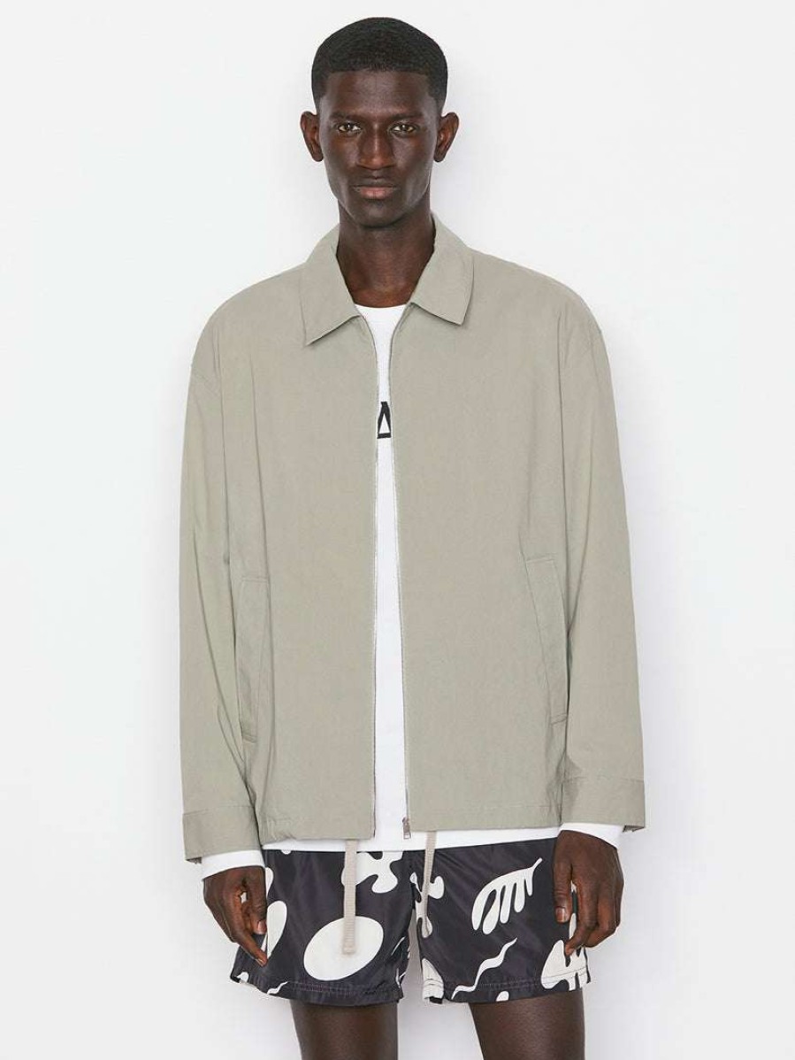 Men * | Cheap Frame-Denim Poplin Coach Jacket — Men Grey Green