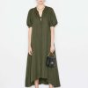 Women * | Outlet Frame-Denim Tie-Neck Maxi Dress — Fatigue