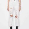 Women * | New Frame-Denim Women Le Jane Crop Mini Slit — Rumpled Blanc Destruct