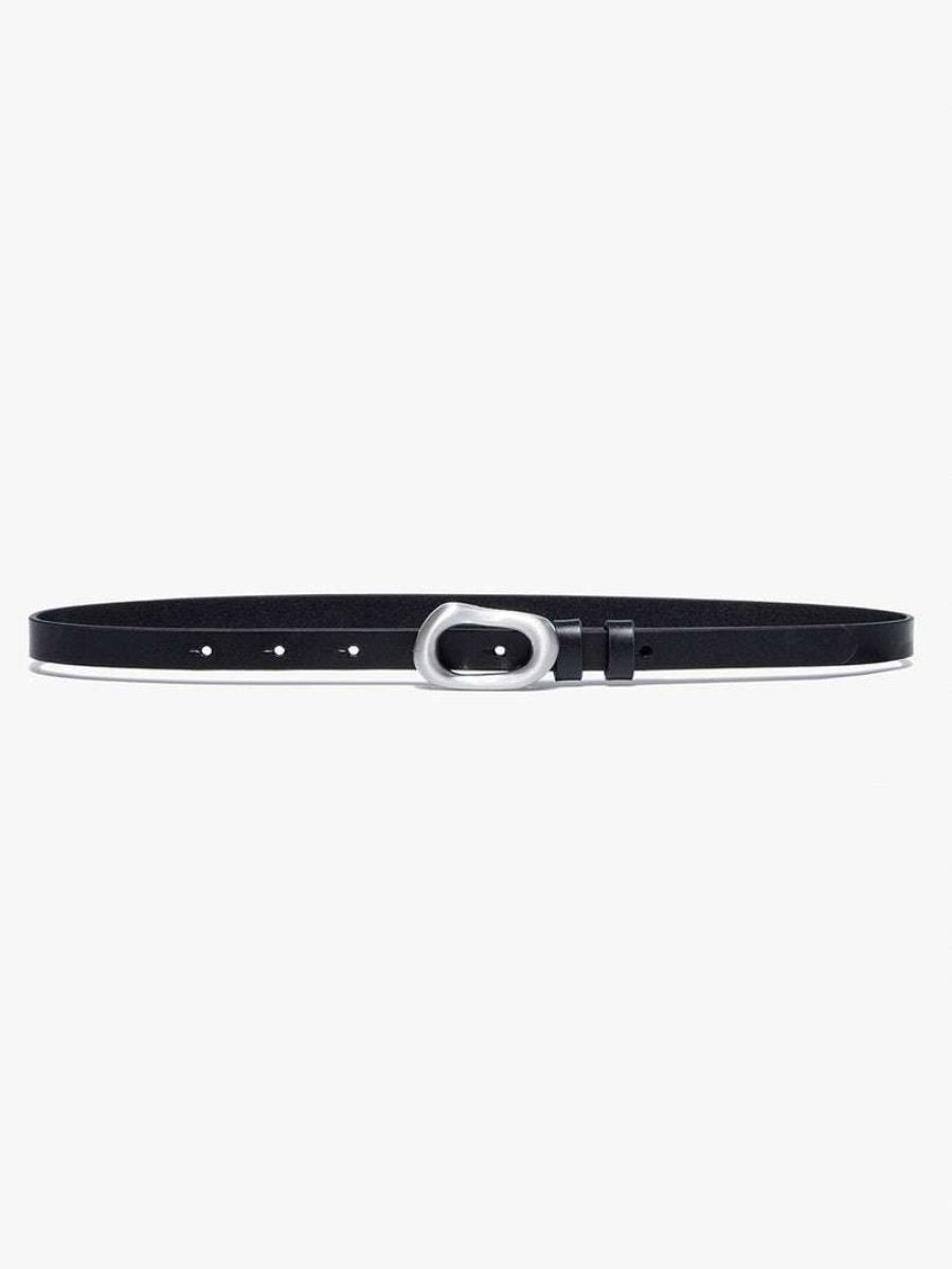 Women * | Top 10 Frame-Denim Petit Organic Shape Belt — Noir Noir W/ Silver Hw