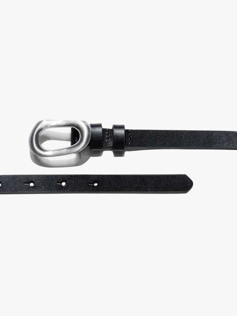 Women * | Top 10 Frame-Denim Petit Organic Shape Belt — Noir Noir W/ Silver Hw