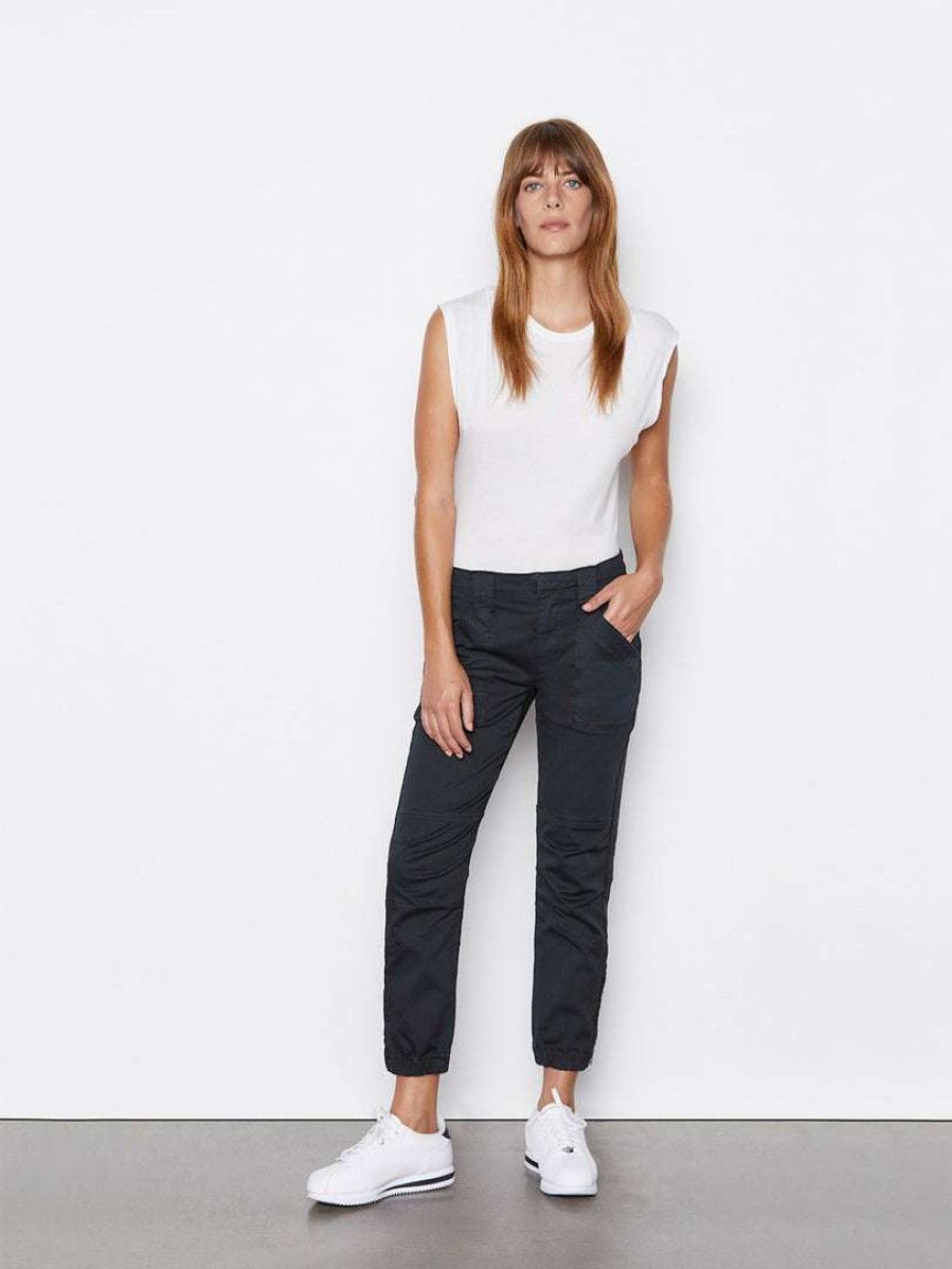 Women * | Cheap Frame-Denim Banded Bottom Trapunto Moto Pant — Washed Black