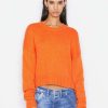 Women * | Best Pirce Frame-Denim Clothing Oversized Crop Crew Sweater — Orange Crush