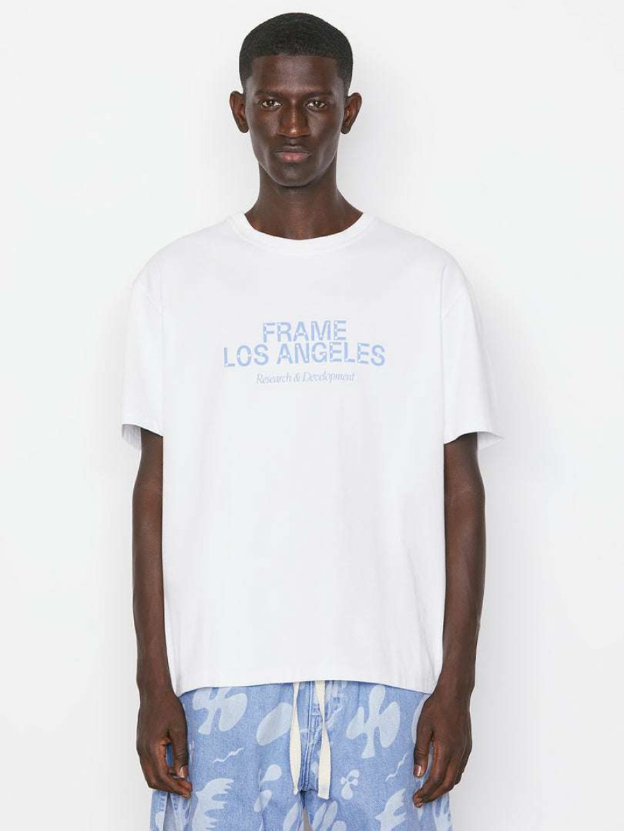 Men * | Discount Frame-Denim Men Frame Logo Short Sleeve Tee — Blanc