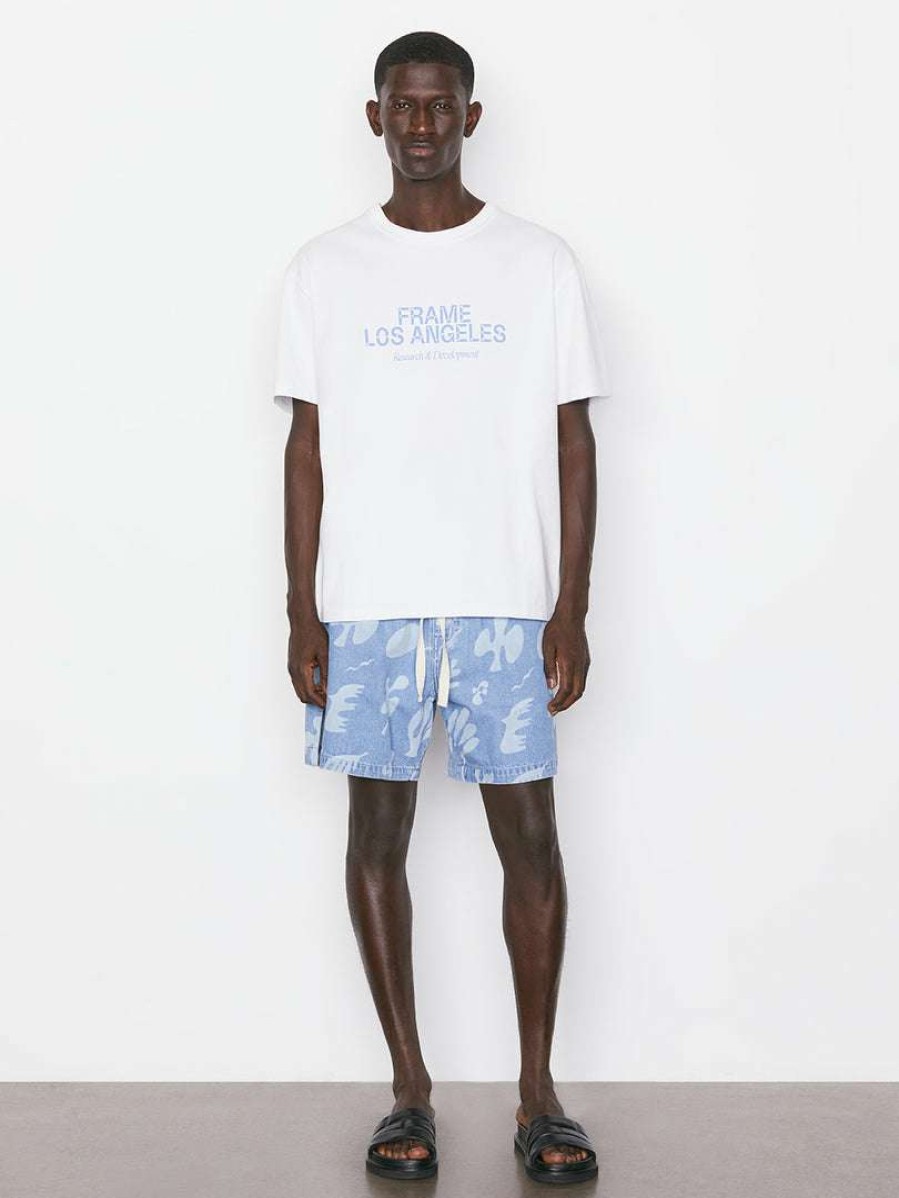 Men * | Discount Frame-Denim Men Frame Logo Short Sleeve Tee — Blanc