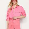 Women * | Deals Frame-Denim The Oversized Vacation Shirt — Hot Pink