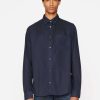 Men * | Best Reviews Of Frame-Denim Men One-Pocket Brushed Flannel — Navy