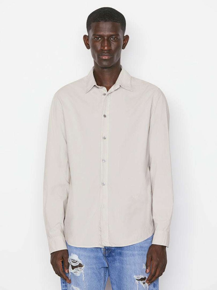 Men * | Cheap Frame-Denim Classic Poplin Shirt — Men Grey Green