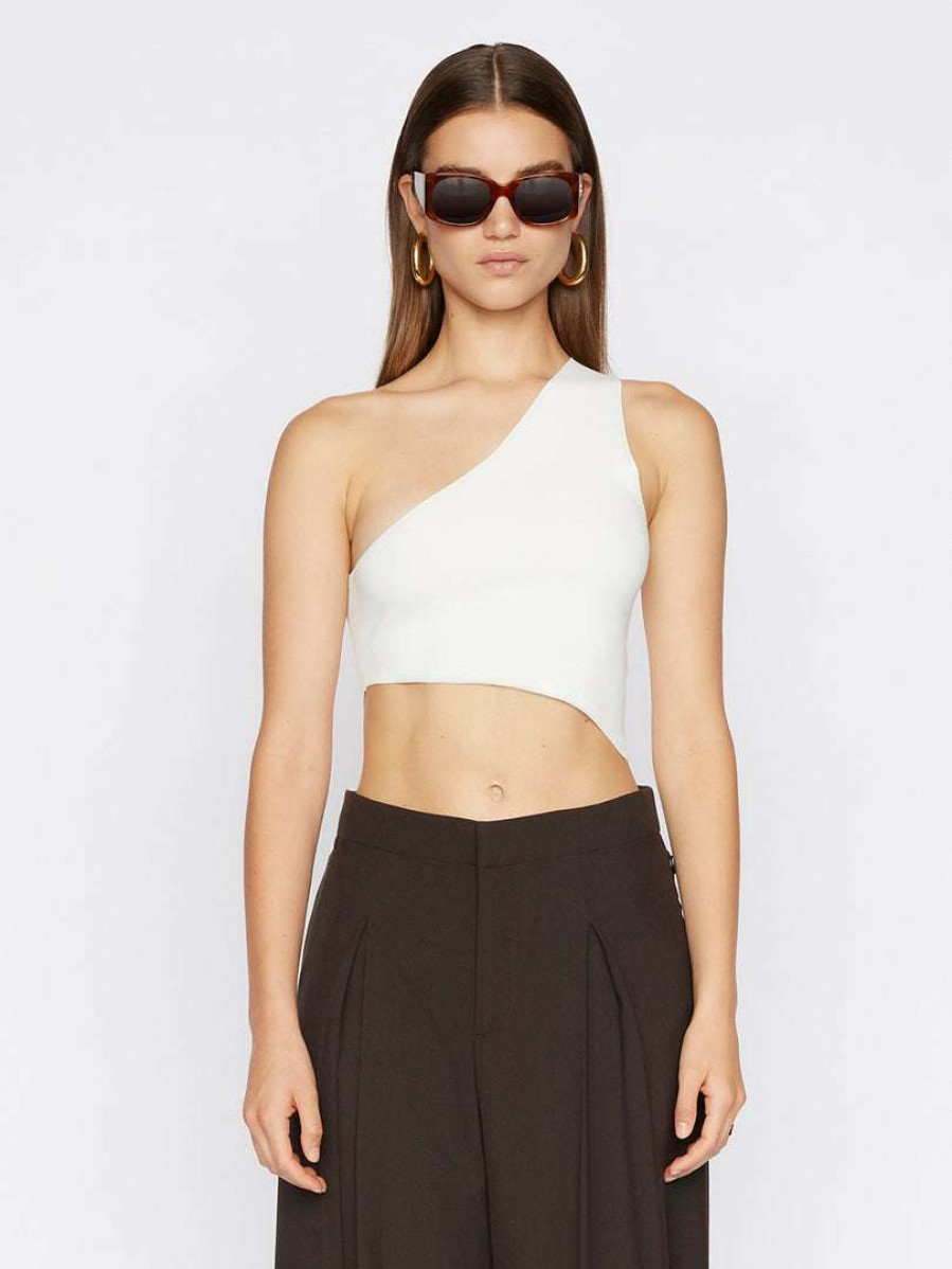 Women * | Best Deal Frame-Denim One Shoulder Crop Sweater — Women Off White